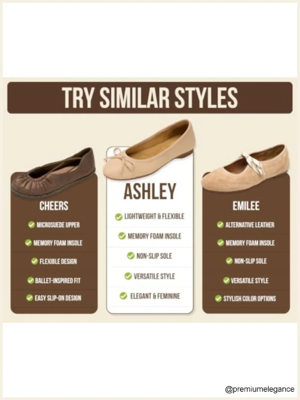 Genuine Leather Ballet Flats for Women - Memory Foam Non-Slip Mary Jane